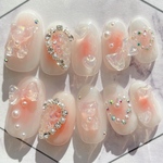 キラキラ♡ワンホンハートチークネイルチップ