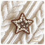 Star (brown)ビーズ刺繍ブローチ