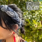 幅6cm デニムmix 三つ編みヘアバンド 大人用