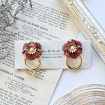 C. ワインレッド　本物のお花　かすみ草　ドライフラワー　レジン　2way  フープ　イヤリング　＊　ウェディング　ブライダル　結婚式　お呼ばれ　ギフト　プレゼント　プチギフト
