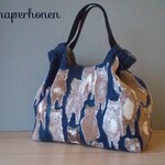 ミナペルホネン　ハンドメイドシャーリングバッグ(alive,navy)    