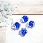 4個 すずらん 12mm ブルー 花 ガラスビーズ アクセサリーパーツ  【A526】