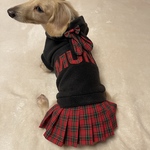 犬服★ うさ耳フードフリース【ブラック】お名前入り