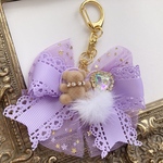 大人も可愛い♡リボンチャーム🎀キーホルダー♡バッグに♡ミンクファー♡くまちゃんリボンキッズ♡プチギフト