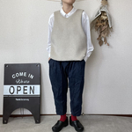 New:ウールカシミヤ二重接結:ウール素材::総裏付:ワークベスト（ベージュ）
