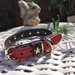 sale!本革製手縫い！25~32.5小型犬用首輪星の飾りカシメ