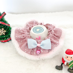 猫の首輪　ふわふわシュシュタイプ　ピンククリスマス🎄