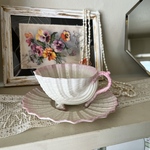 英国買い付け♪アンティーク  アイルランド生まれの名窯 Belleek / ベリーク社 シェルデザインのティーカップ 「ネプチューン」