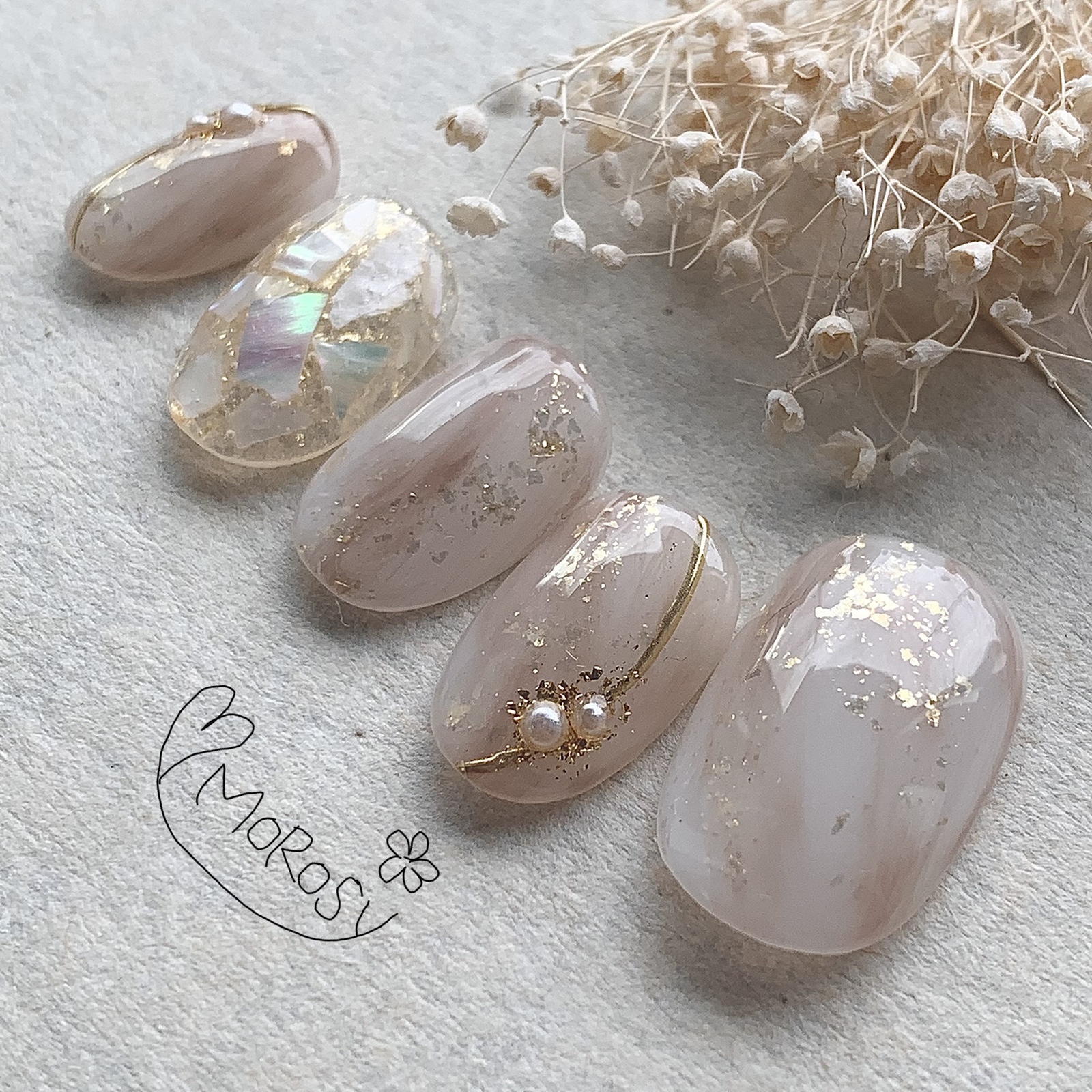 オーダー ネイルチップ マグネット ハート ホワイトミラー