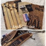【型紙レシピ付き】キー＆コインケースキット＜英字柄ブラウン＞