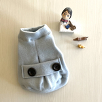 犬服　3S前丈短め　コート風あったかフリースタンク　ブルー