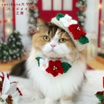 🌟ポインセチアのベレー帽＆スタイセット🌟　猫 ペット 帽子 スタイ ネックレス Xmas