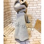 11/27 20時●完成品●Lサイズ●スポッとマント●フリース　グレー●マント　ケープ