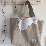 リネンの巾着バッグ＊＊ナチュラル