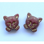 チェコビーズ　2個　catフェイス大　約17mm