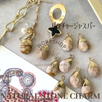 【2pcs】天然石　ドロップチャーム　ピクチャージャスパー