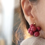 コットンパール　ピアス　大ぶり　バブル　レッド　赤　ピアス　　pp173 クリスマス