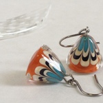 GLASS ＊ mt.Fuji (富士山) ピアス (オレンジ×黒×水色)