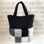 ☆オーダー品【送料無料】ファー付き☆ミニトートバッグ(ブラック)/たて型