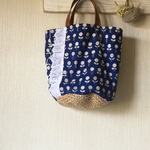 horse...様専用　北欧の小さな花＊フリル付＊麻ひもカゴバッグ　手編み