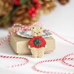 【11/30(水)21時販売】小さなテディベアのクリスマスブローチ(ミルクティー)