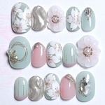 即日発送❣️今だけ+2枚付き🌈ネイルチップ完成品15枚セット❤️ 成人式ネイルチップ　桜子