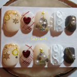 ジェルネイルチップ〜付け爪☆クリスマスネイル☆ハート×クリスマスツリー＆ニット