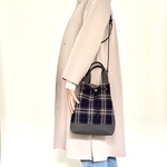 大人女子Bag♪ツイードチェックの2wayショルダー　ネイビー