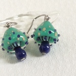 GLASS ＊ 気持ち悪いきのこのピアス(青緑×紺)