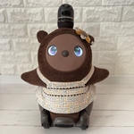 【LOVOT ラボット服】リバティプリントで作ったプリーツワンピース(イエロー系)【ハンドメイド】