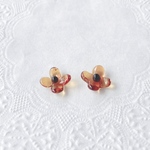 ガラス　ひと花ピアス　秋から冬