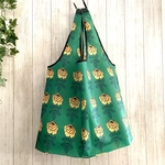 大きいマルシェバック エコバック トートバック  撥水生地  持ち手部分は合皮 【イエロー薔薇】