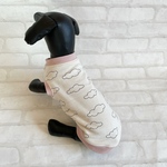 ミニチュアダックス服　3サイズ　タンクトップ　わた雲柄　生成り＆ピンク　受注製作品　ペットウエア　愛犬服　ペット服　わんこ服　ロングサイズ　犬服　犬の服