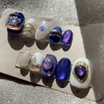 宝石みたいなネイルチップ　マグネットネイル　個性派ネイル　ニュアンスネイル　【現品・サイズ変更不可　03257】