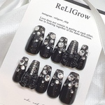 BLACK Bijoux⸜❤︎⸝‍韓国風 キラキラ お嬢様風 ネイルチップ 