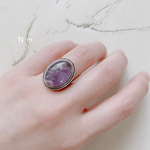 再販【リング】天然石アメジスト(18mm×13mm)/シルバーリング