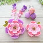 お花とちりめん玉の髪飾りセット*紫×ピンク　七五三髪飾り・お正月・ひなまつり・浴衣・着物に　#つまみ細工　玉かんざし