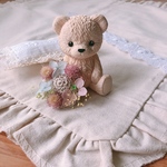 冬も🧸👒麦わらフラワーテディベア♡アロマストーン