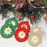 【送料無料】クリスマスカラーのアクリルたわし✾エコタワシガーランドオーナメント✾6枚セット