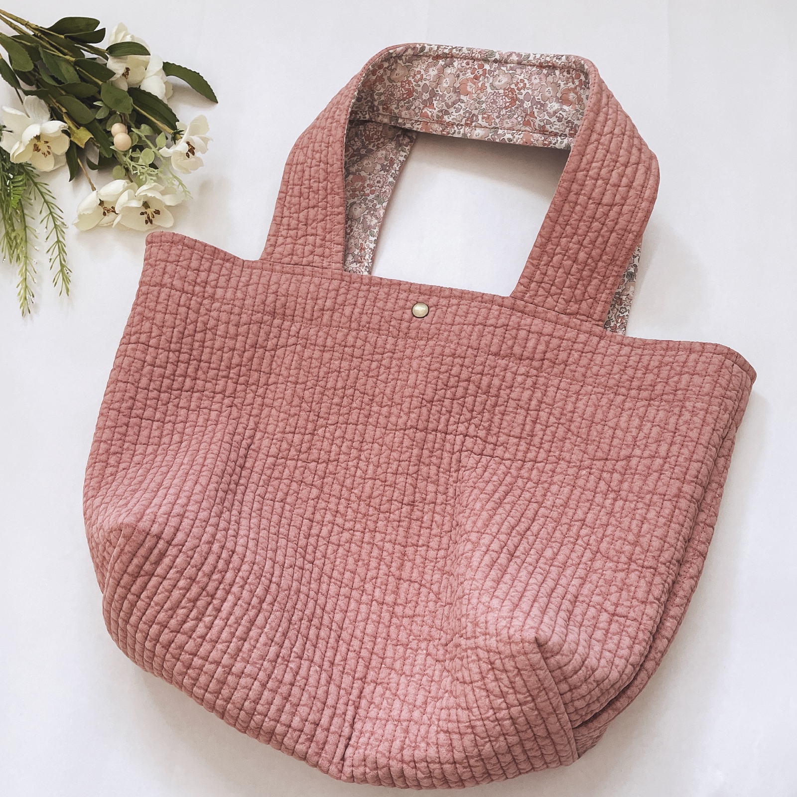ヌビバッグ　くすみピンク　リバティ ヌビバッグ くすみピンク たっぷり トートバッグ 大人リバティ