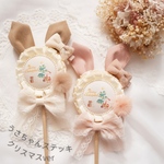 うさちゃんステッキ🐰🪄／クリスマスver／期間限定／両面使える／可愛いヘアクリップ付き／韓国生地リボン／うさぎのしっぽ／レースリボン／うさぎ／サンタ／クリスマス