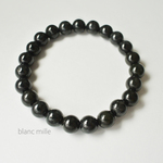 No.1883 ○* 糸魚川産 黒翡翠　8mm シンプル ブレスレット ○* ブラック天然石 糸魚川翡翠 日本翡翠 黒 ヒスイ ブレス　blancmille
