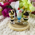 ミニチュア　バナナチョコパフェ　サイダーパフェ　抹茶パフェ　ハンドメイド
