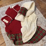 maya様オーダー品【新作】リバーシブルマフラー付きらきらクリスマスワンピース&パンツ