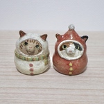 サンタ猫と雪だるま猫🎄.*①