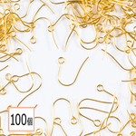(ss-00755)【サージカルステンレス 316 】 ピアスフック ゴールド 100個 タイプF ハンドメイド 金属アレルギー対策 アクセサリーパーツ 問屋 専門店