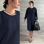  上品パールが華やか♪大人の高見えすっきりワンピース 【L】フォーマル 卒業式 入学式 KMC-510 172483