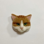 羊毛フェルト 猫ブローチ 茶トラ白