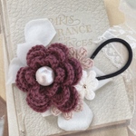 送料無料♡毛糸で編んだ　お花いっぱいヘアゴム