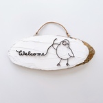 ぷっくり文鳥のWelcomeウッドプレート